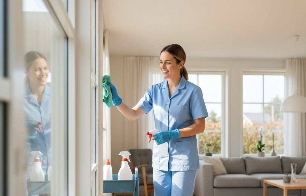 Professional cleaning service in action