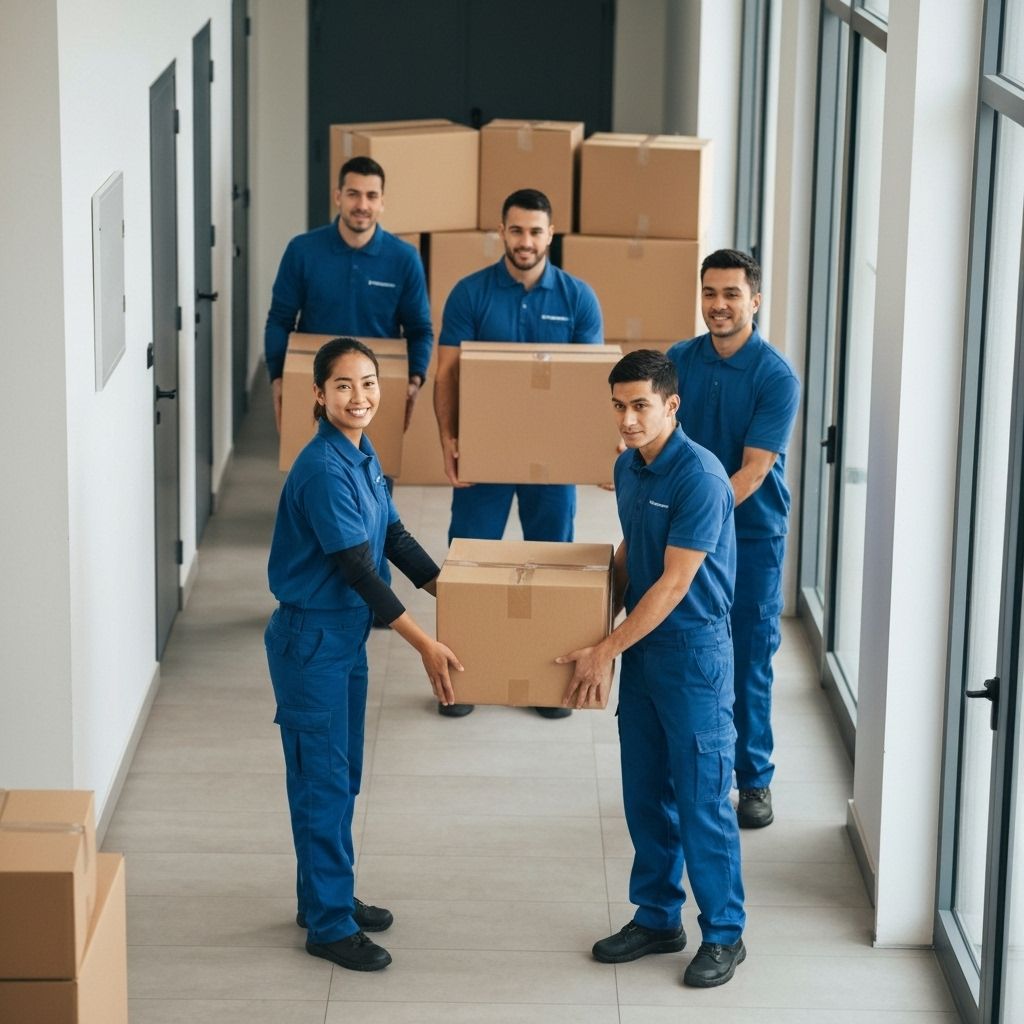 Vårt professionella team med flyttkartonger